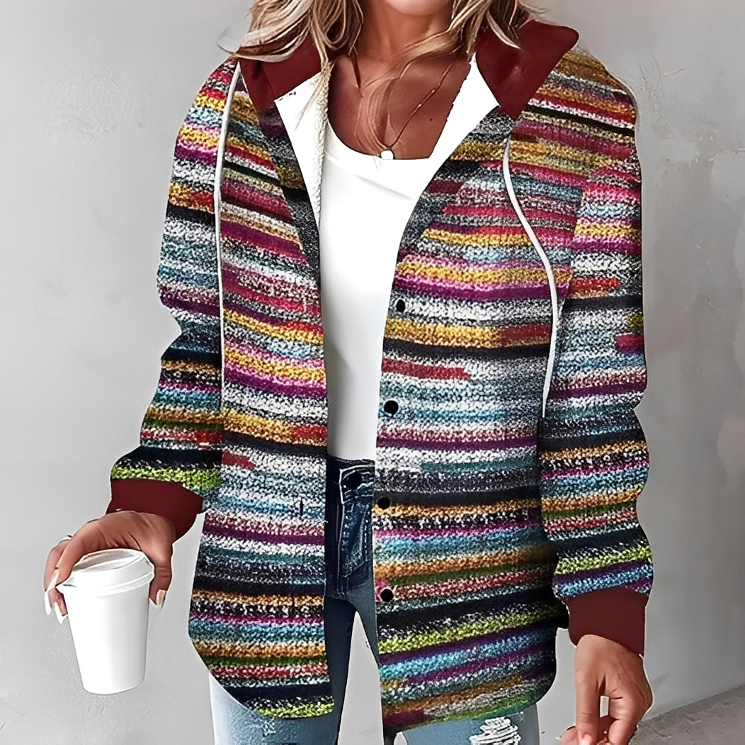 Street-Wave Womens Cozy Hooded Jacket For Cold Weather Soft Warm Fabric Relaxed Fit
