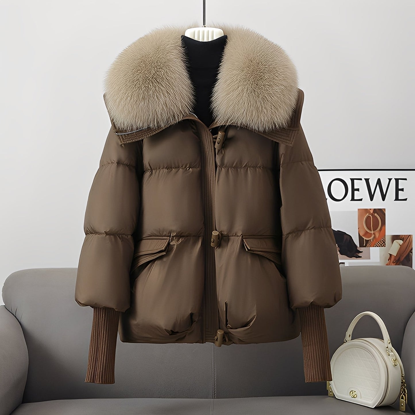 Street Wave Down Jacket With Fur Collar For Women Elegant Puffer Coat For Premium Warmth In Winter