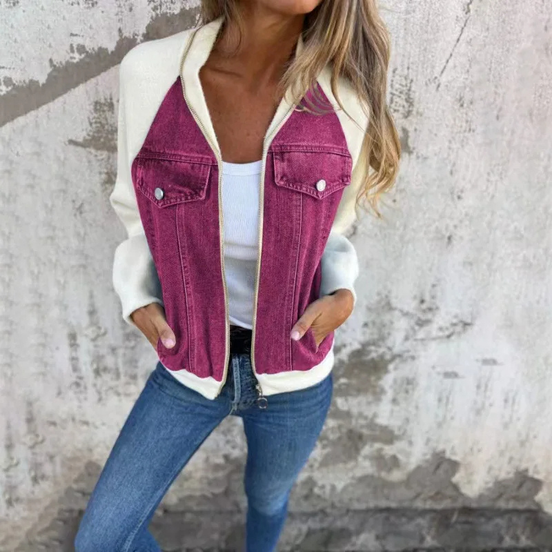 Avelena Bomber Jacket for Women With Pockets Soft Cotton Blend Comfortable Everyday Wear Street Wave