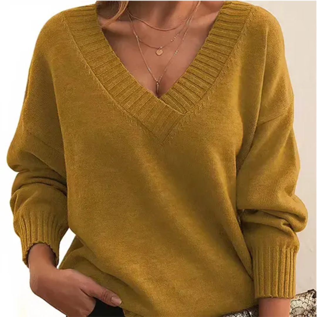 Street-Wave V-Neck Winter Pullover For Women Luxurious Warmth And Cozy Comfort Everyday Style