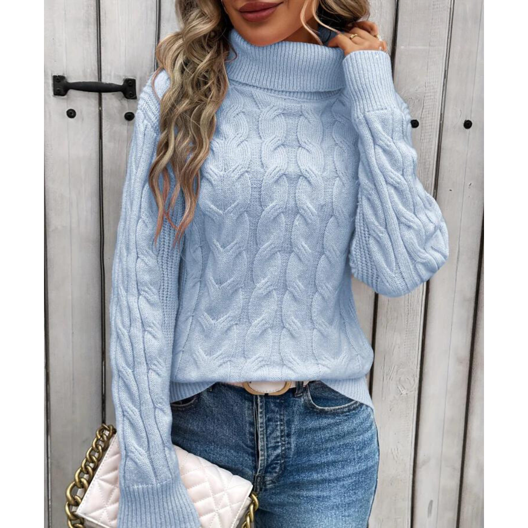 Street-Wave Elegant Cable Knit Turtleneck Sweater For Women Classic Warmth And Timeless Style
