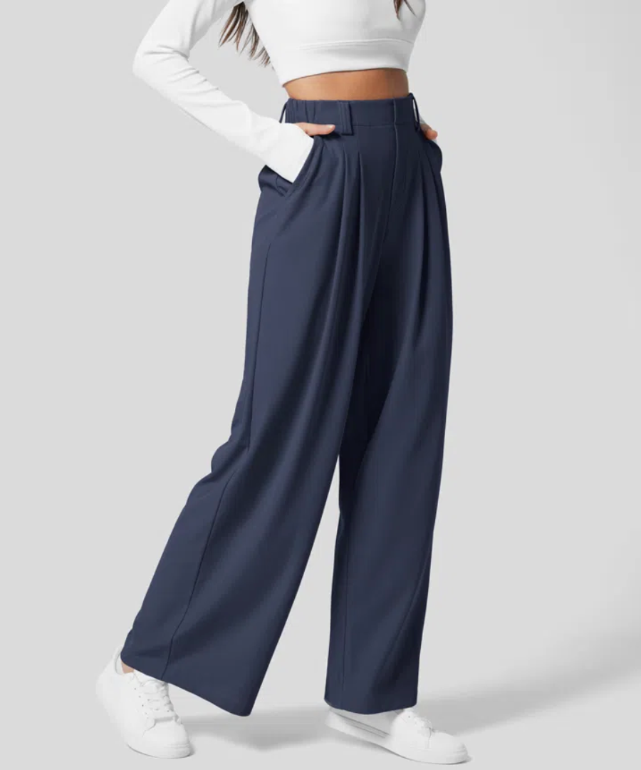 Street-Wave Wide-Leg Tailored Pants For Women High-Waist Comfort And Elegant Style