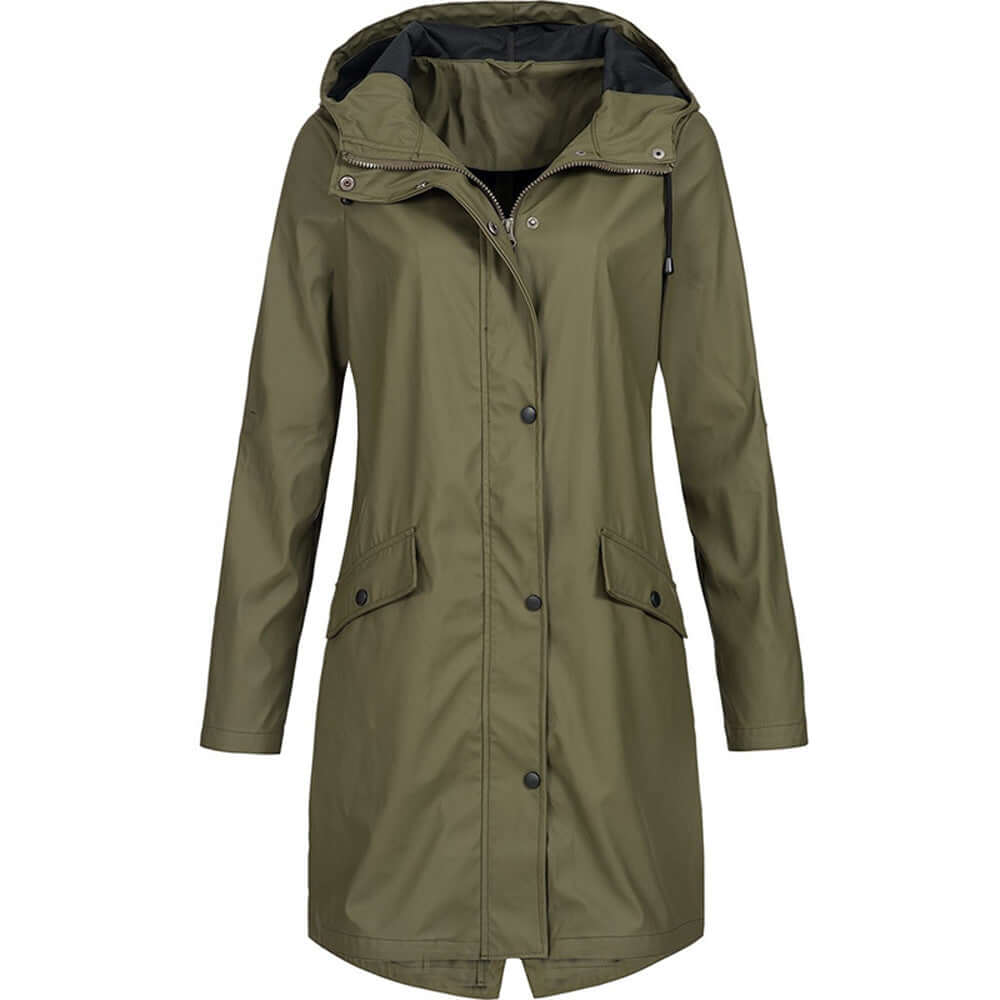 Street-wave Women's Waterproof Hooded Raincoat With Breathable Fabric For All Weather Protection And Style