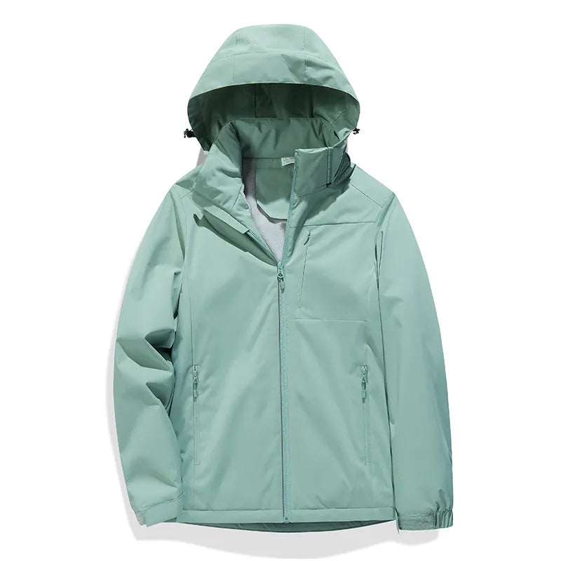 Street-Wave Waterproof Fleece-Lined Shell Jacket For Women With Hood All-Weather Warmth
