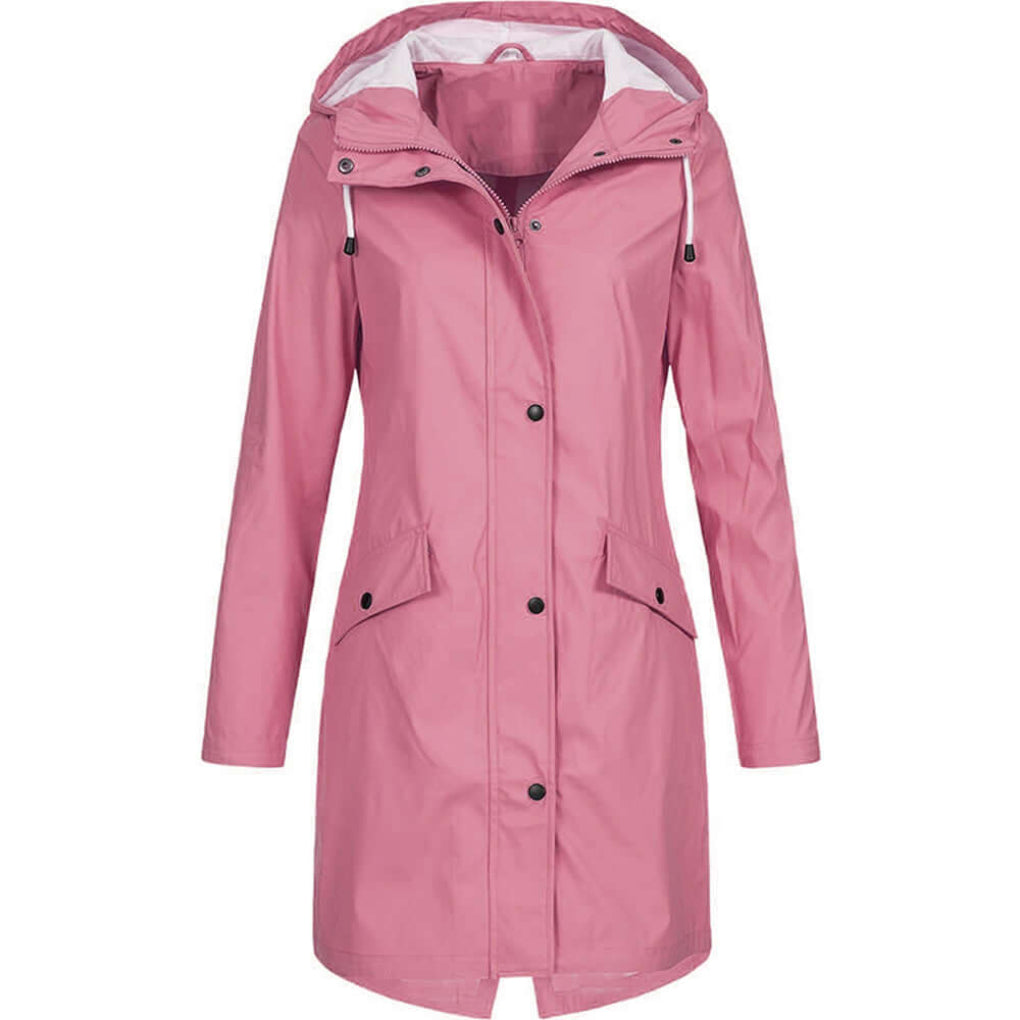 Street-wave Waterproof Hooded Raincoat for Women, Fleece-Lined, All-Weather Protection, Ideal for Urban Commuters