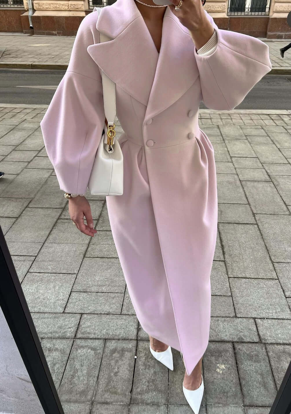 Streetwave Lantern Sleeve Long Coat For Women Elegant Tailored Fit Warm Winter Style