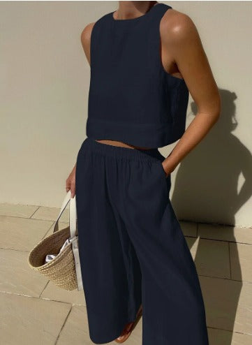 Adaleigh White Linen Two-Piece Set For Women - Elegant Everyday Comfort By Street-Wave
