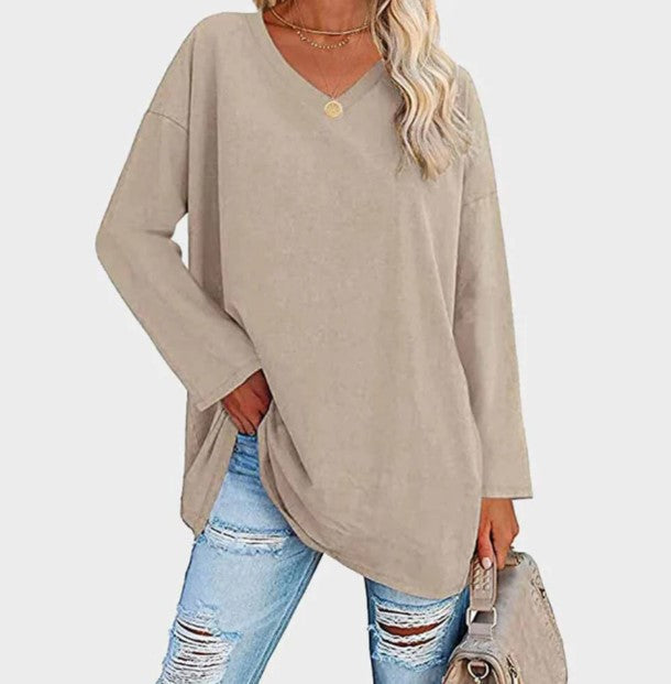 Street-wave Cozy V Neck Long Sleeve Sweater For Everyday Wear Soft Durable Knit Womens Casual Pullover
