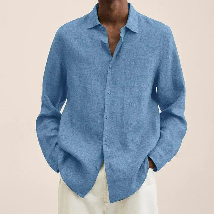 Street Wave Men's Lightweight Linen Shirt Breathable Essential Classic Fit