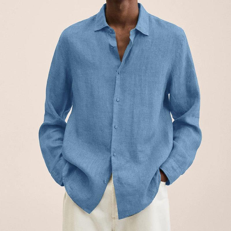 Guinevere Mens Linen Long Sleeve Shirt Breathable Lightweight Elegant Comfort For Warm Days