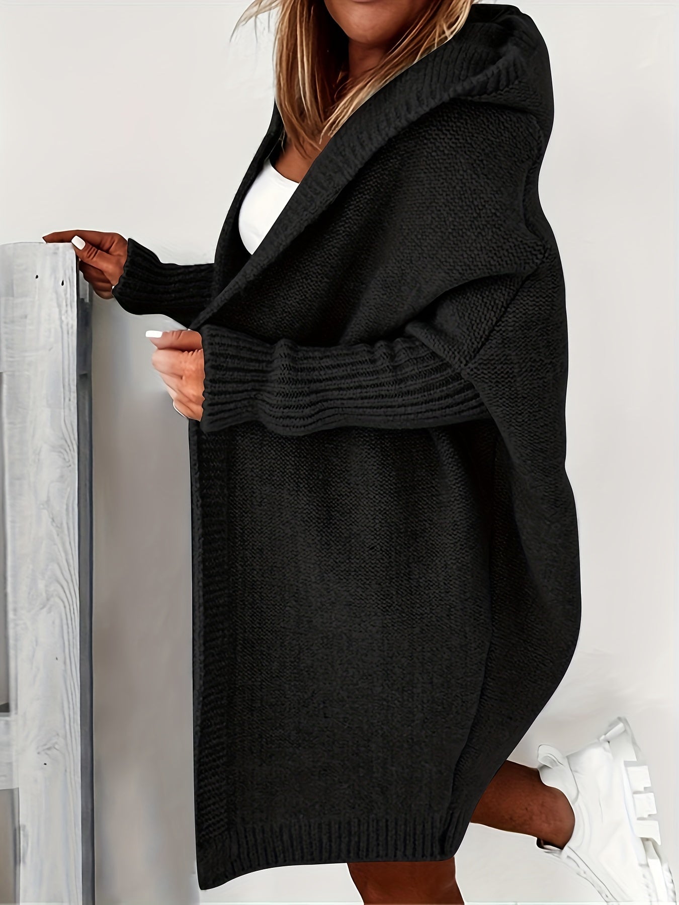 Street-wave Cozy Hooded Knit Cardigan For Women With Relaxed Fit And Soft Breathable Fabric