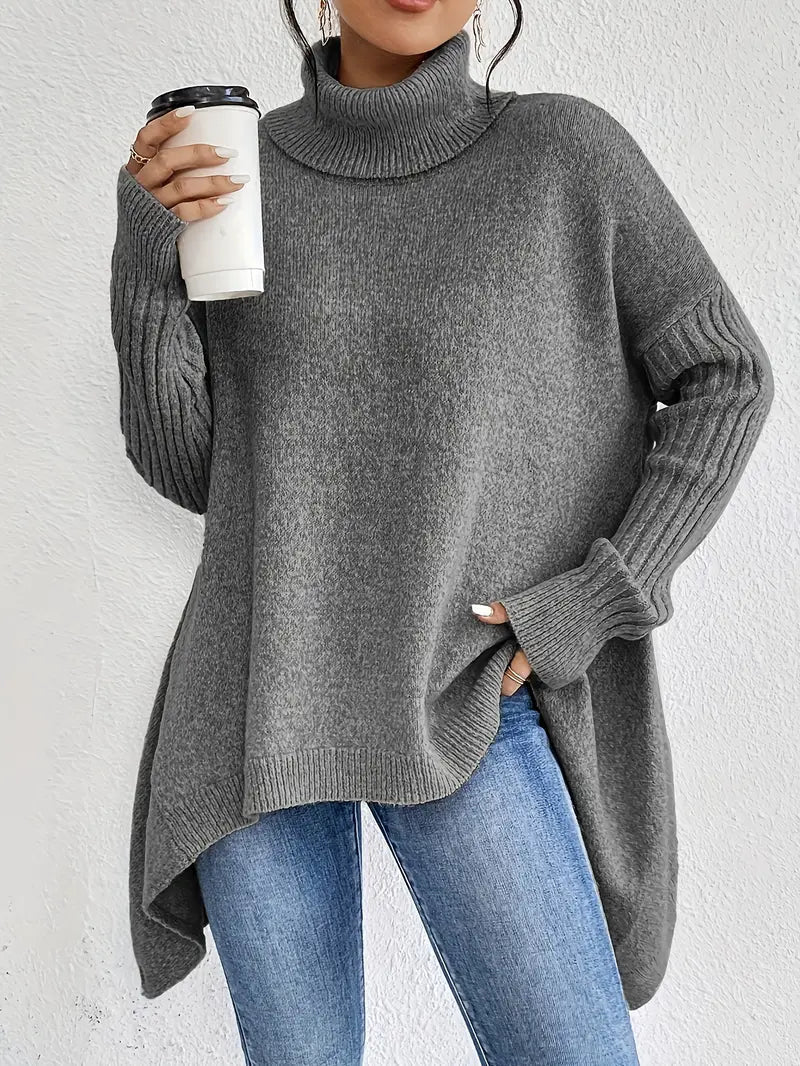 Street Wave Cozy Long Turtleneck Knit Sweater For Women With Loose Fit Warmth And Timeless Style