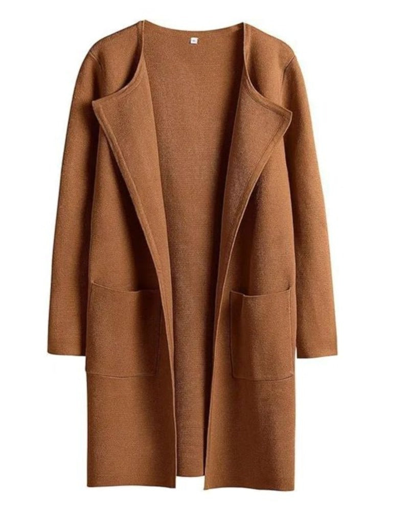 Street Wave Coat For Women With Pockets Casual Chic Long Black Coat Comfortable Everyday Wear