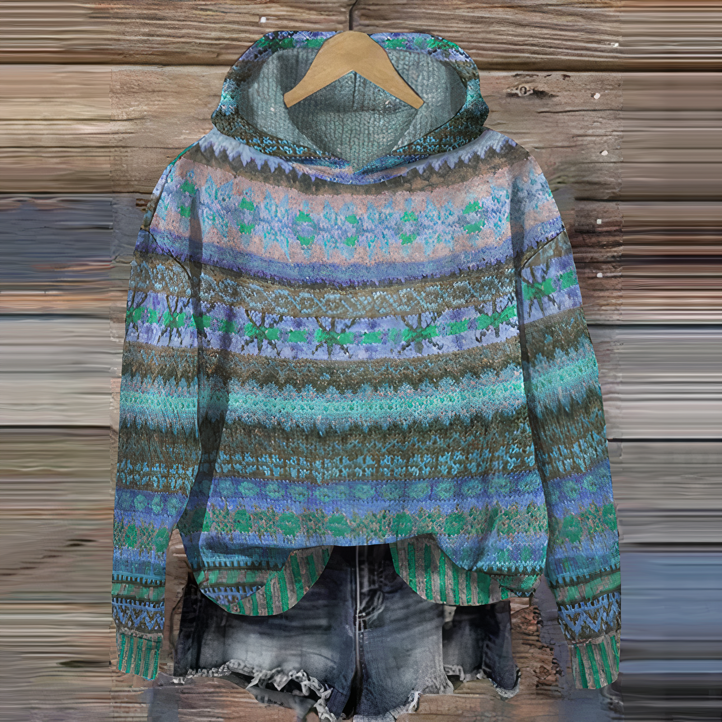 Street Wave Women's Nordic Knit Sweater, Soft Cozy Fabric, Relaxed Fit, Stylish Winter Pattern
