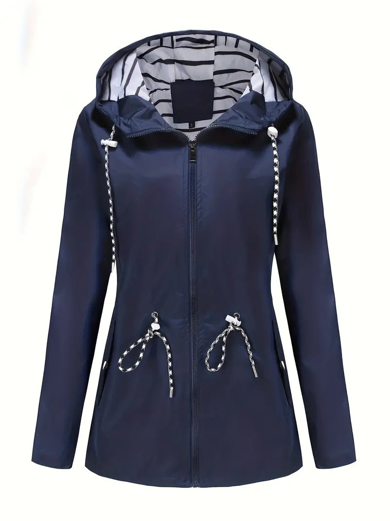 Street-Wave Women's Waterproof Hooded Rain Jacket With Adjustable Fit And Practical Pockets