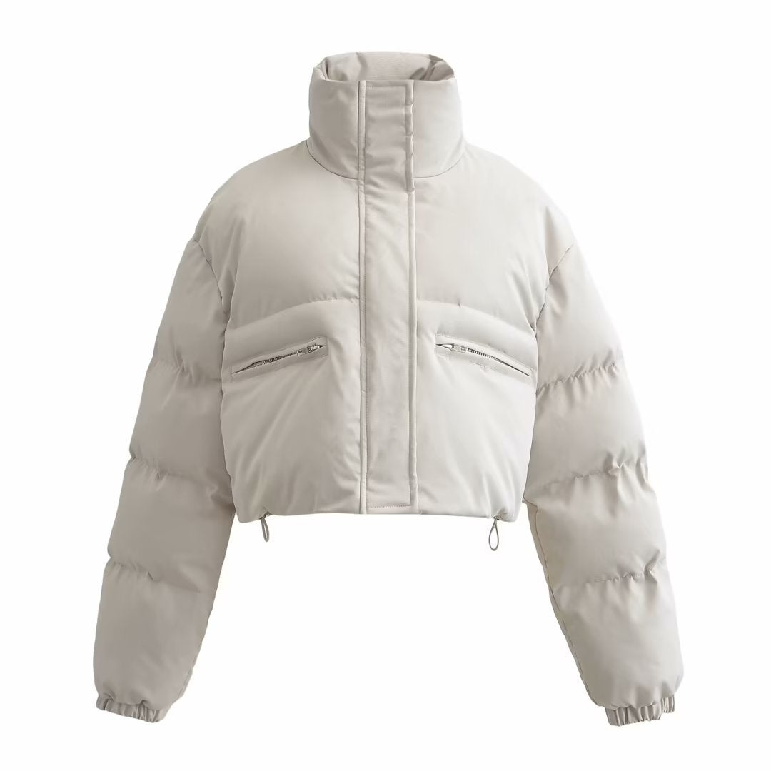 Street-wave Short Oversized Puffer Jacket For Women, Cozy Warm Winter Coat In Pink