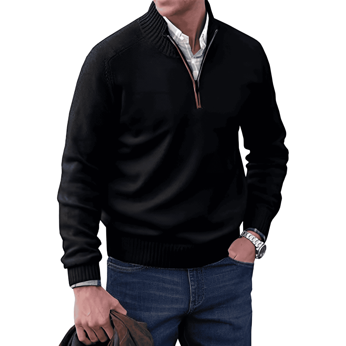 Street Wave Classic Men's Half Zip Cotton Pullover For Warm Comfort Everyday Wear