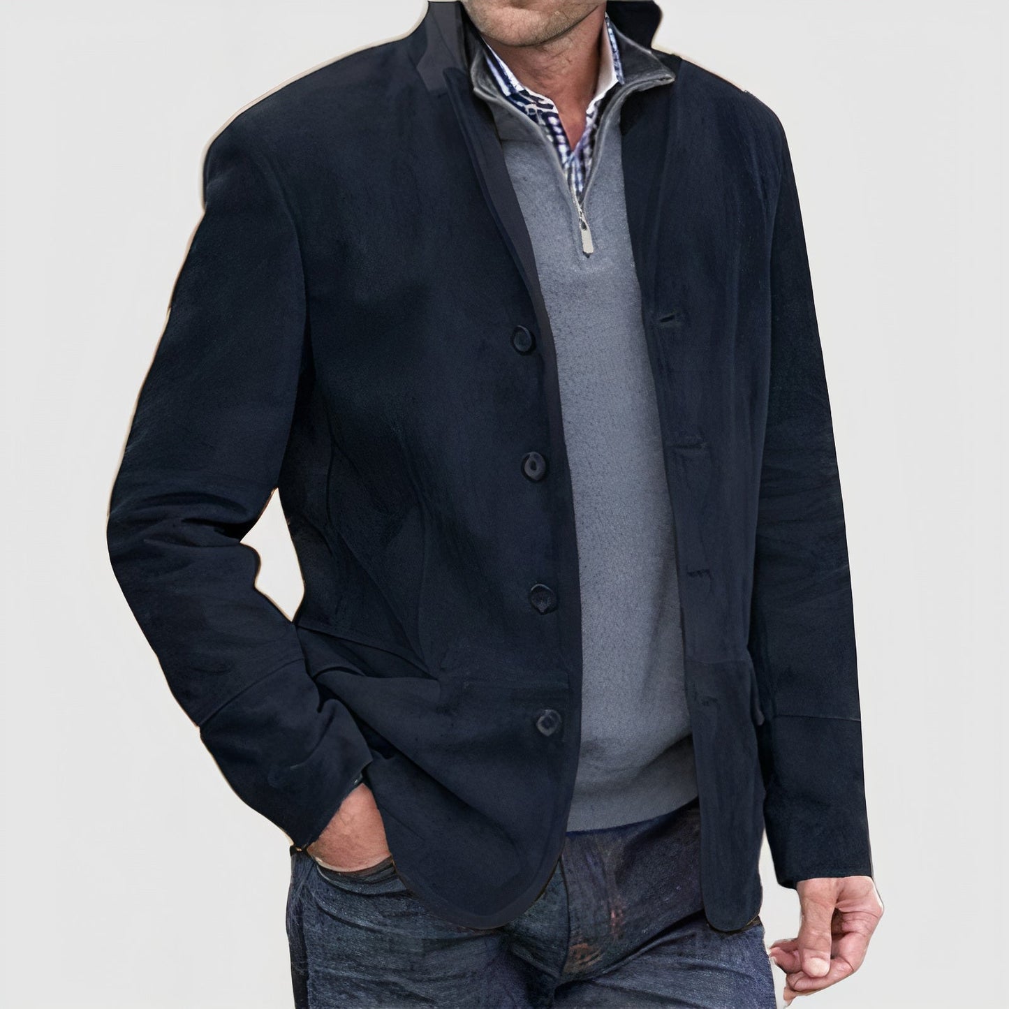 Street-Wave Vintage Jacket For Men Timeless Style In Suede Look With Classic Lapel