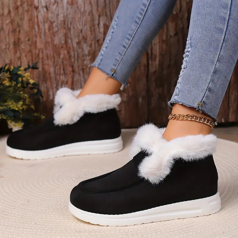 Street-Wave Winter Cotton Shoes for Women with Cozy Fur Lining and Cushioned Foam Sole