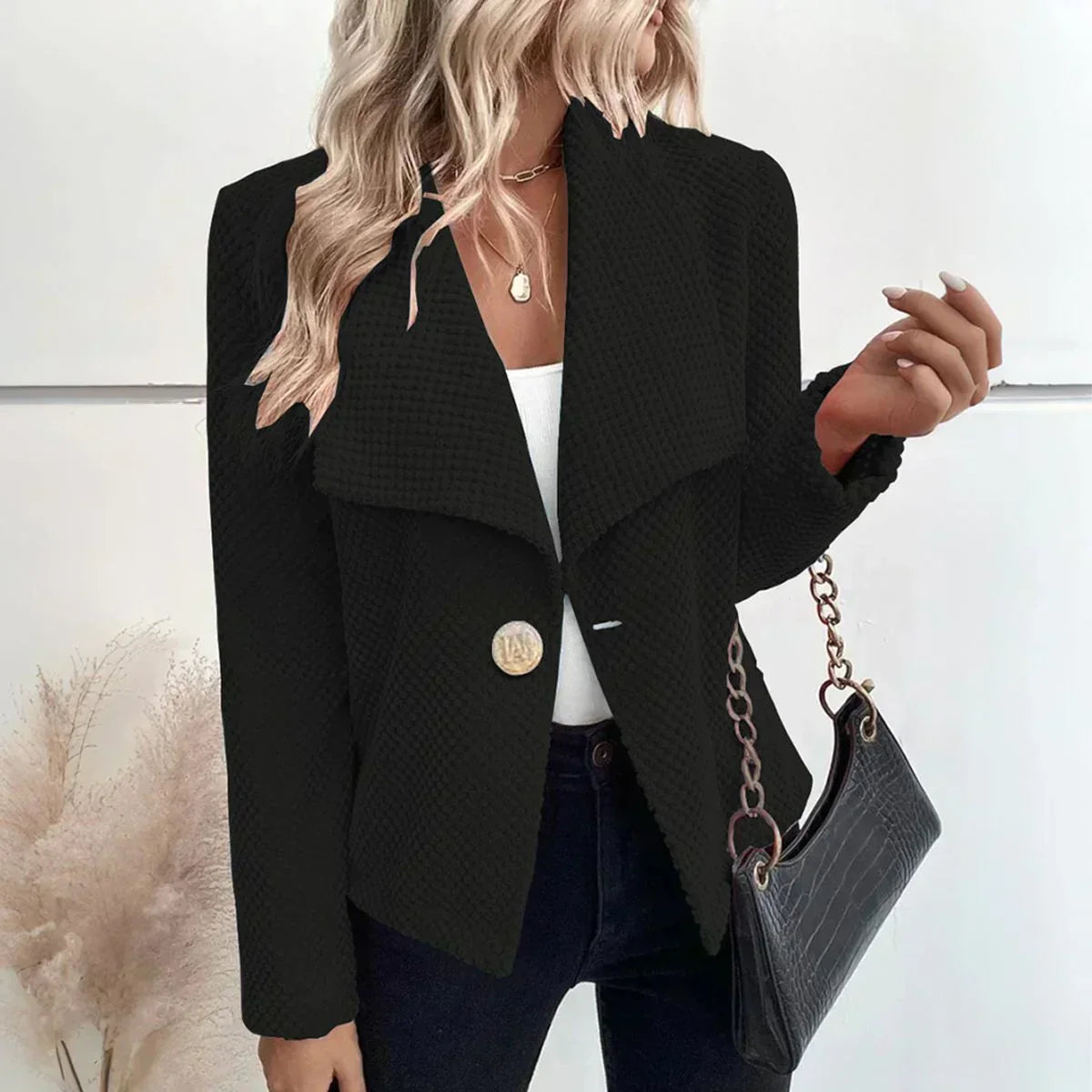 Street Wave Structured Blazer With Large Lapel Pink For Women Elegant Modern And Versatile