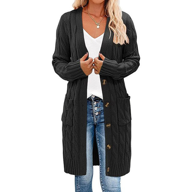 Streetwave Long Knit Cardigan For Women Warm Cozy Knitwear Chic Wardrobe Essential
