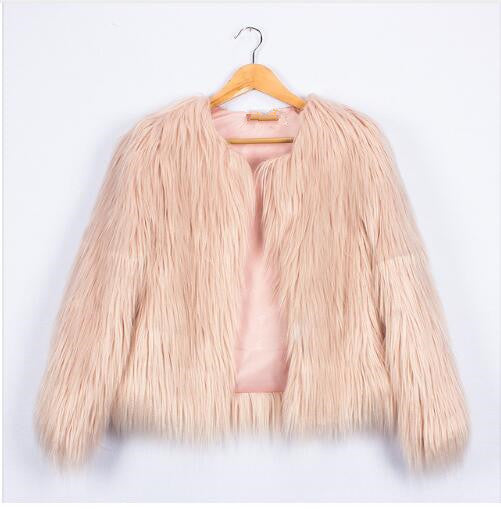 Street-wave Women Luxurious Fluffy Faux Fur Jacket With Oversized Silhouette And Elegant Collar