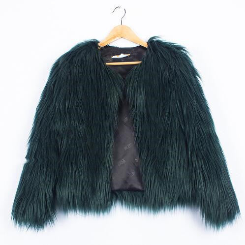 Street-wave Women Luxurious Fluffy Faux Fur Jacket With Oversized Silhouette And Elegant Collar