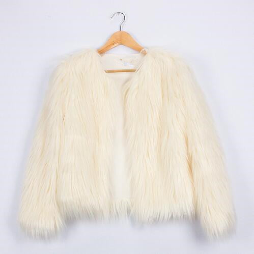 Street-wave Women Luxurious Fluffy Faux Fur Jacket With Oversized Silhouette And Elegant Collar
