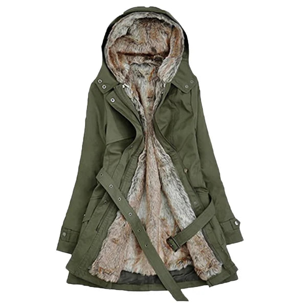 Street-Wave Fur-Lined Winter Parka Coat for Women Ultra Warmth with Plush Faux Fur Lining