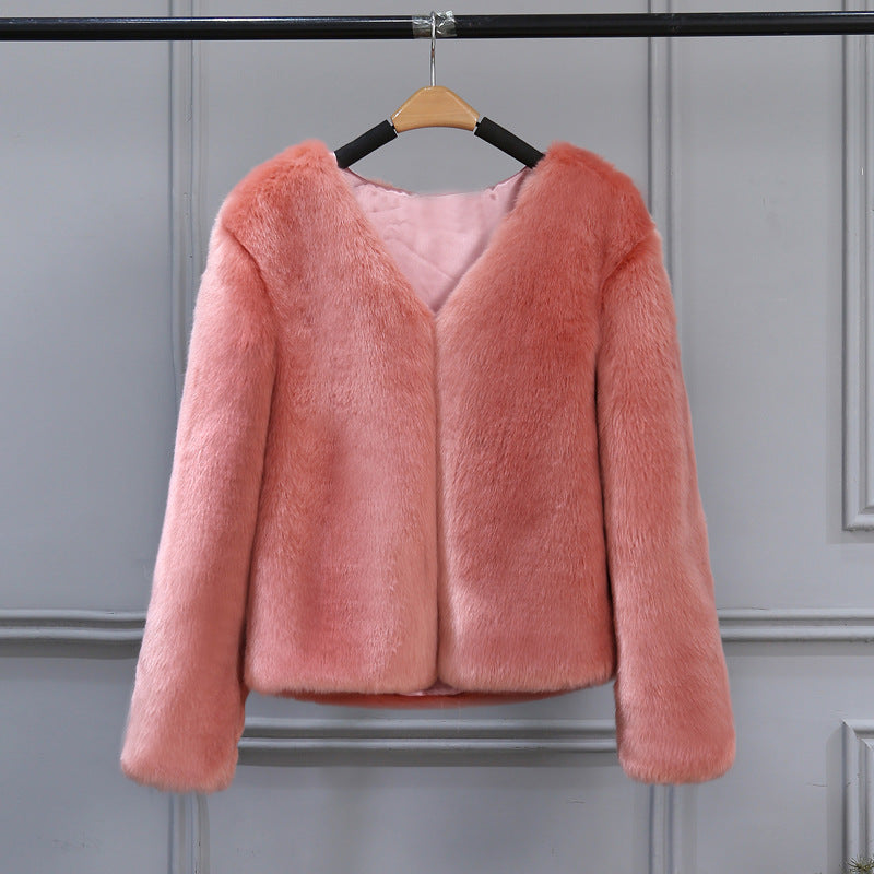 Streetwave Luxurious Faux Fur Jacket For Women With Elegant V Neck And Soft Plush Lining For Warmth