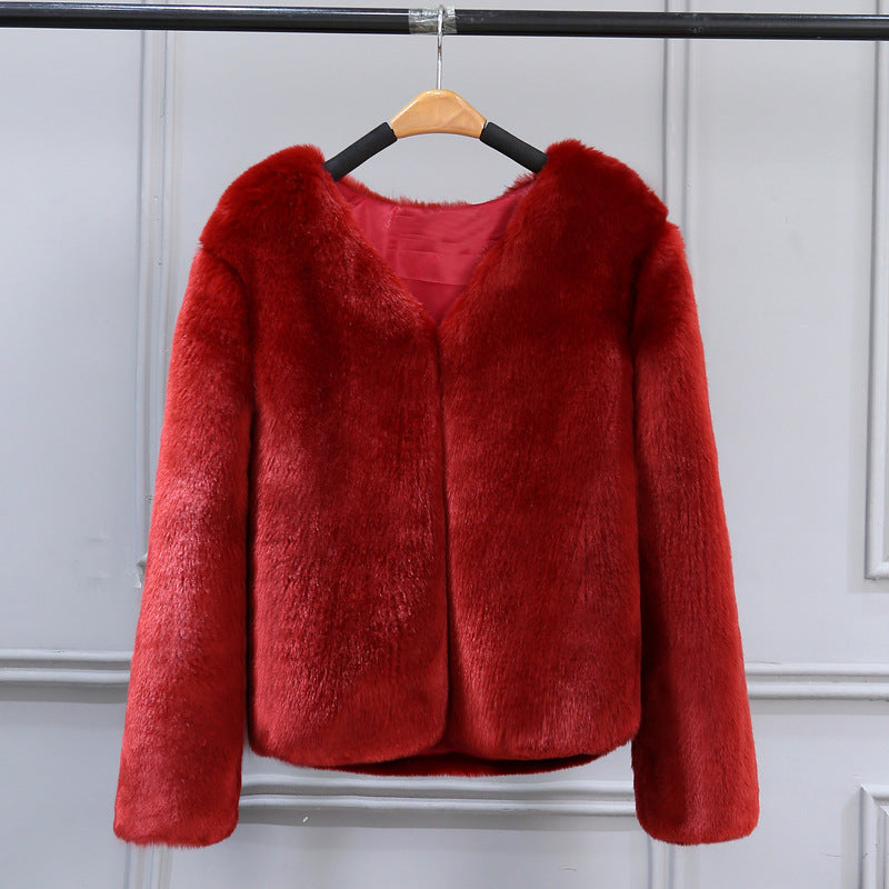 Streetwave Luxurious Faux Fur Jacket For Women With Elegant V Neck And Soft Plush Lining For Warmth