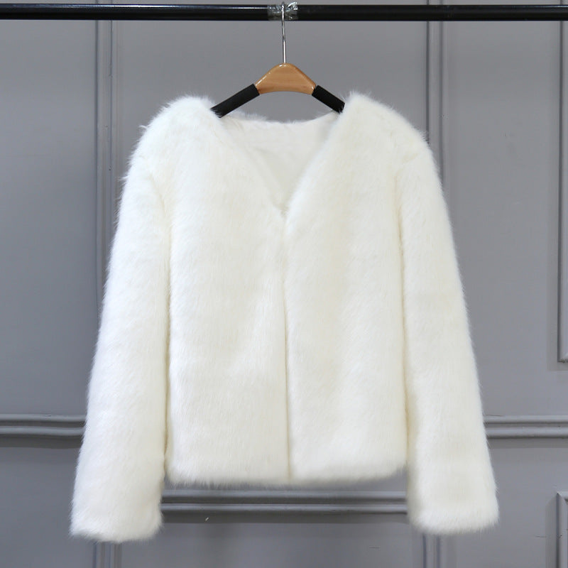 Streetwave Luxurious Faux Fur Jacket For Women With Elegant V Neck And Soft Plush Lining For Warmth