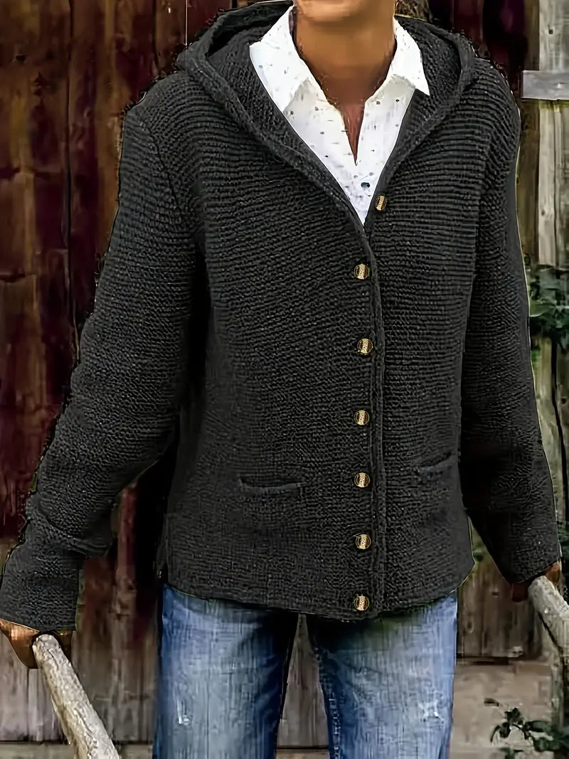 Street-Wave Knit Cardigan With Button Closure For Everyday Style Women Unisex Casual Outerwear
