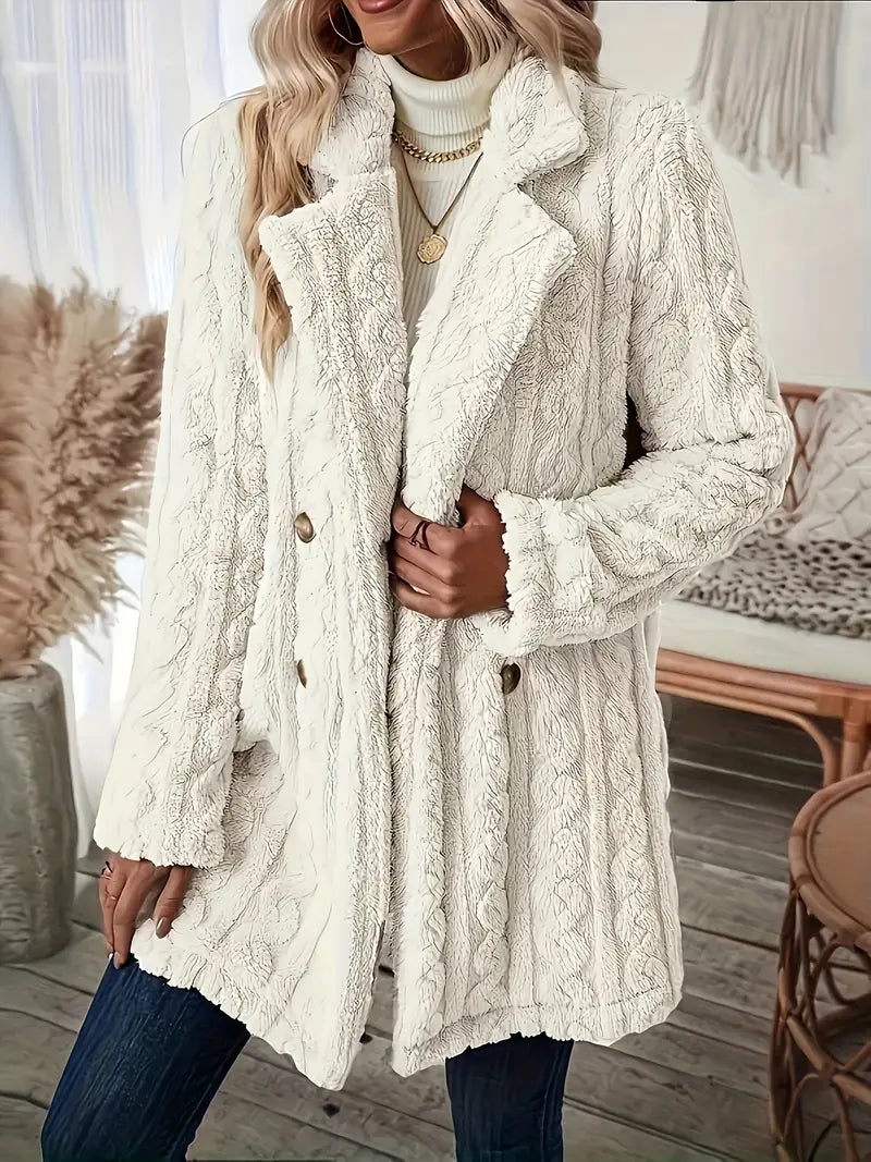 Street-Wave Thermal Coat For Women Soft Cozy Warmth With Long Sleeves Chic Outerwear