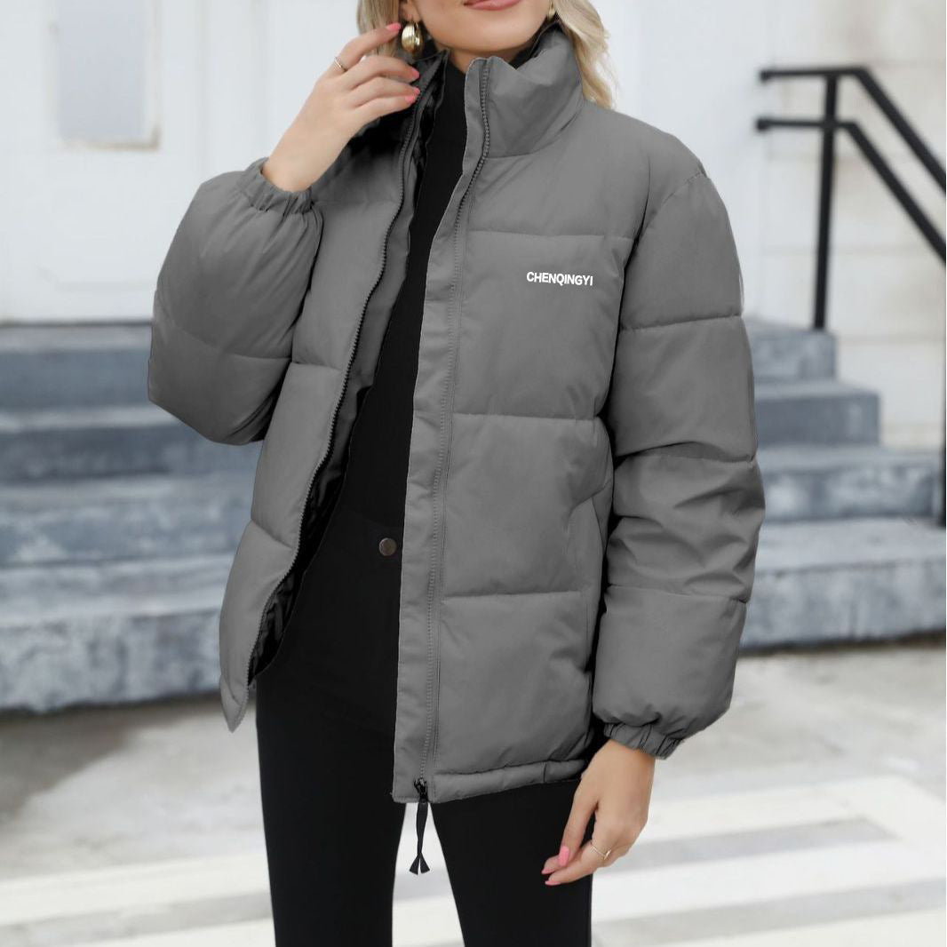 Street-Wave Windproof Cotton Puffer Jacket With Cozy Roll Neck For Cold Weather Outdoors