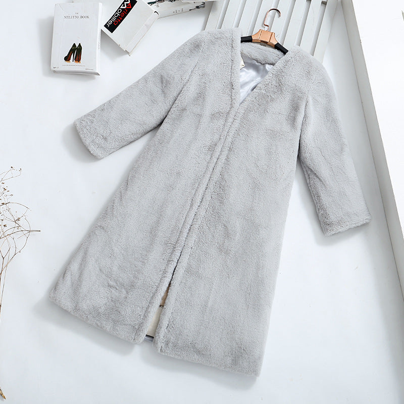 Street Wave Plush Faux Fur Long Coat For Women With Pockets Cozy Winter Warmth Soft Lining For Extra Comfort