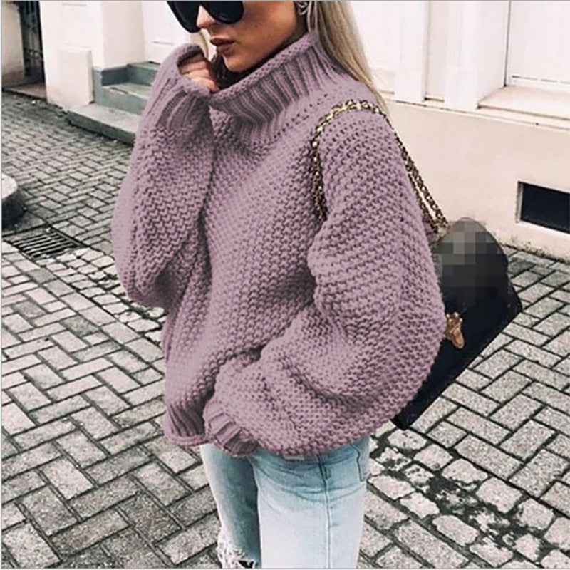 Street-Wave Bella Women Chunky Knit Turtleneck Sweater Cozy