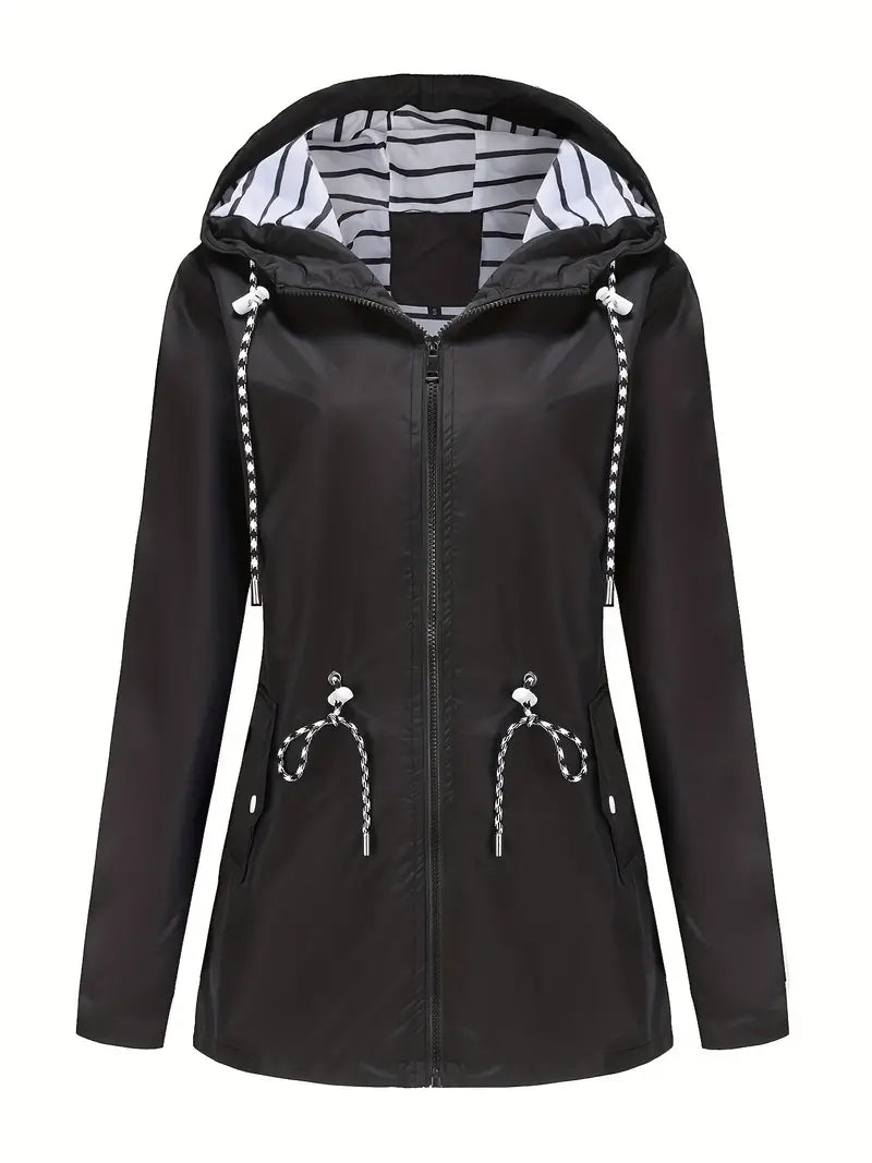 Street-Wave Women's Waterproof Hooded Rain Jacket With Adjustable Fit And Practical Pockets