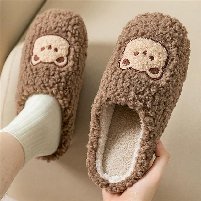 Street Wave Fluffy Bunny Slippers for Women Plush Cozy House Shoes Soft Warm Comfort