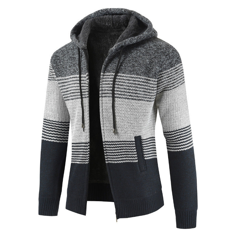 Street-Wave Mens Hooded Knit Cardigan For Warmth And Everyday Comfort For Style Conscious Men
