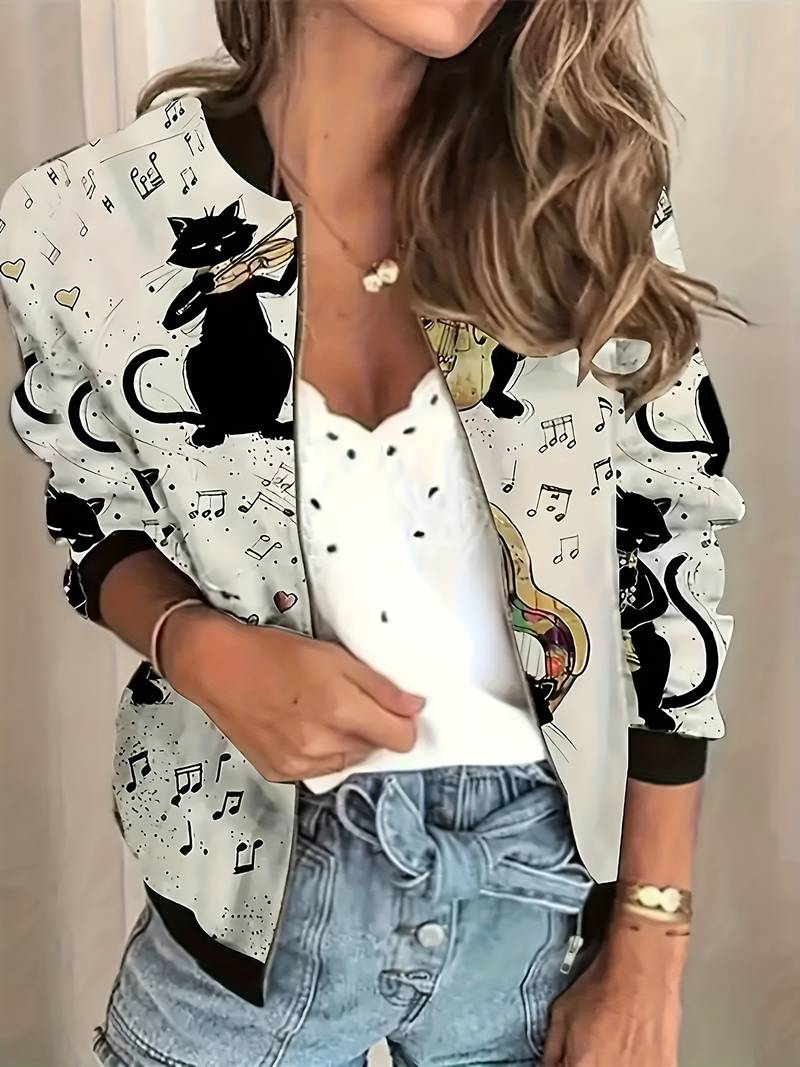 Street Wave Floral Bomber Jacket For Women Timeless Cozy Winter Outerwear Elegant All Day Comfort