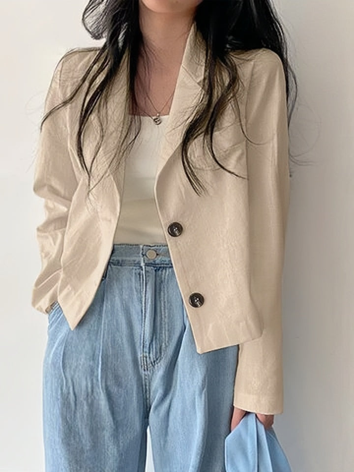 Street-wave White Blazer For Women, Effortless Chic Winter Jacket, Versatile Layering