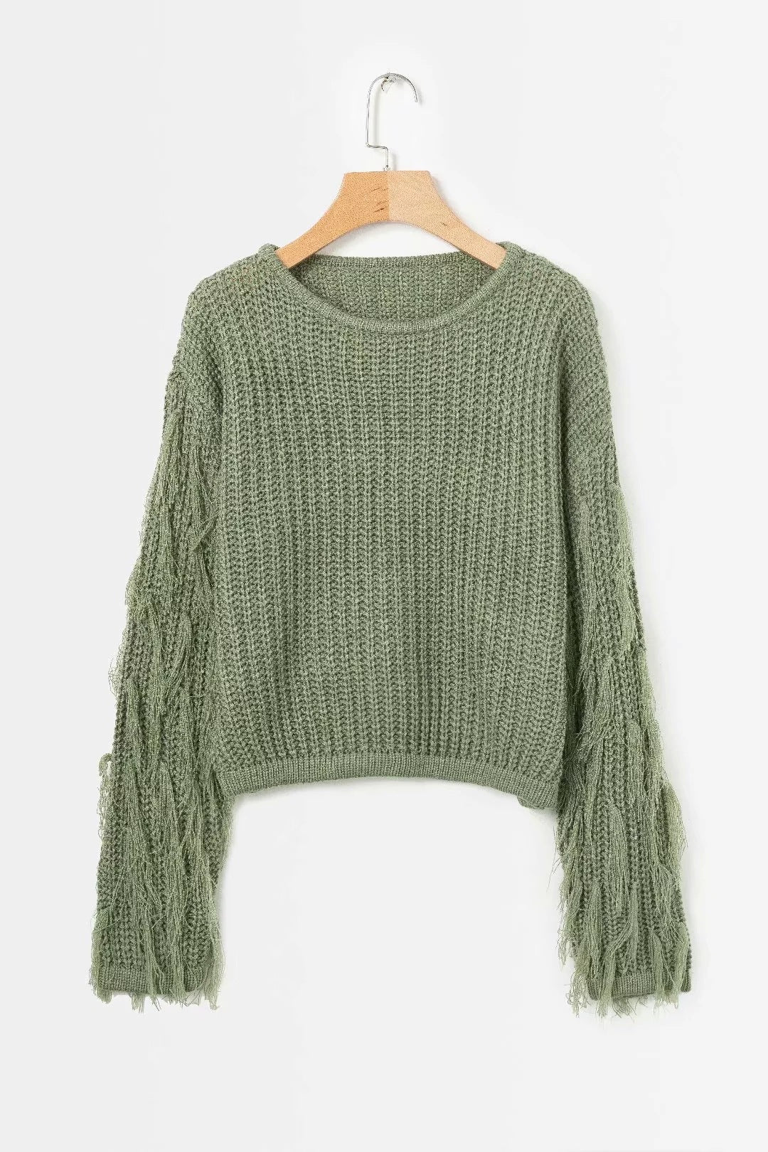 Street-Wave Women's Ultimate Trendy Chunky Knit Sweater With Fringed Sleeves For Cozy Winter Style
