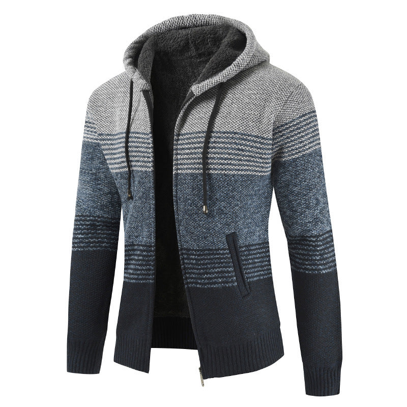 Street-Wave Mens Hooded Knit Cardigan For Warmth And Everyday Comfort For Style Conscious Men