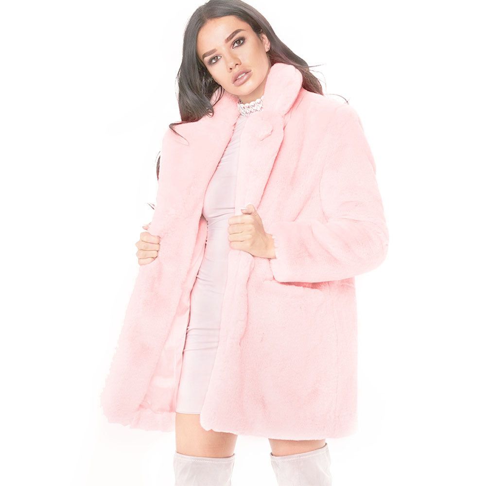 Street-wave Plush Faux Fur Hooded Long Jacket For Women Ultra Cozy Warmth And Streetwear Style