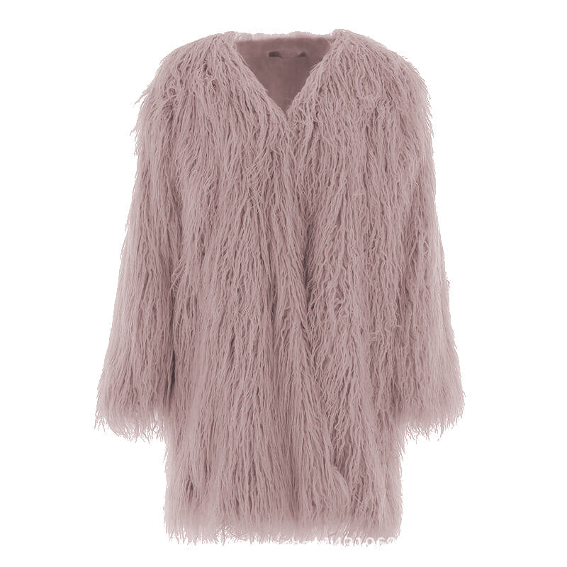 Street-wave Plush Faux Fur Coat For Women Long Coat Luxurious Cozy Warmth Chic Premium Statement