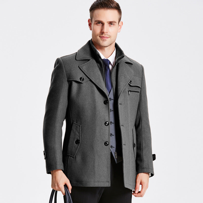 Wool Overcoat Darius Street Wave Timeless Warm Wool Coat With Quilted Lining For Men