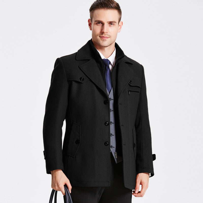 Wool Overcoat Darius Street Wave Timeless Warm Wool Coat With Quilted Lining For Men