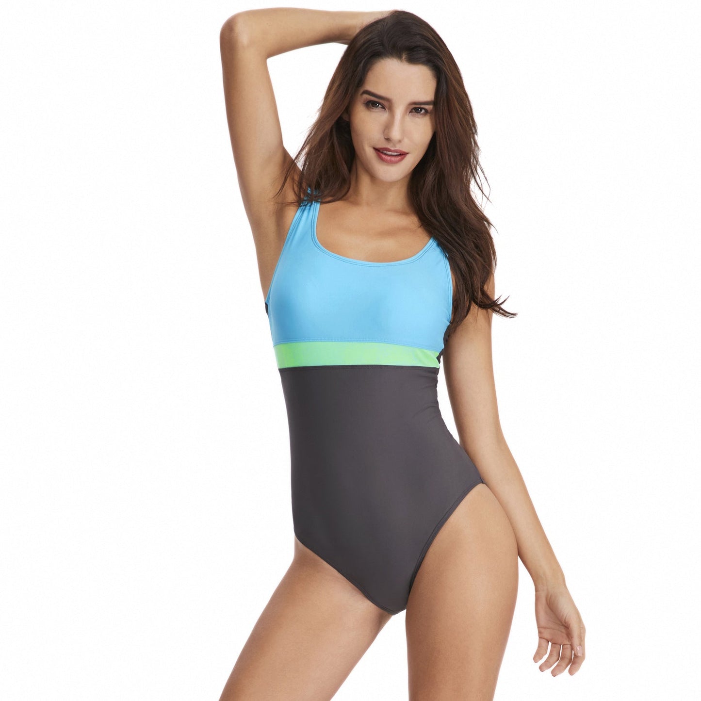 Street Wave Colorblock One Piece Swimsuit For Women With Sporty Triangle Top In Vibrant Blues And Gray