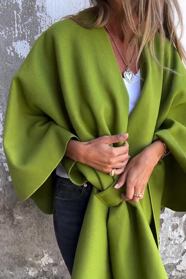 Street-wave V-Neck Shawl Cape Cardigan For Women, Soft Polyester, Effortless Chic Layering